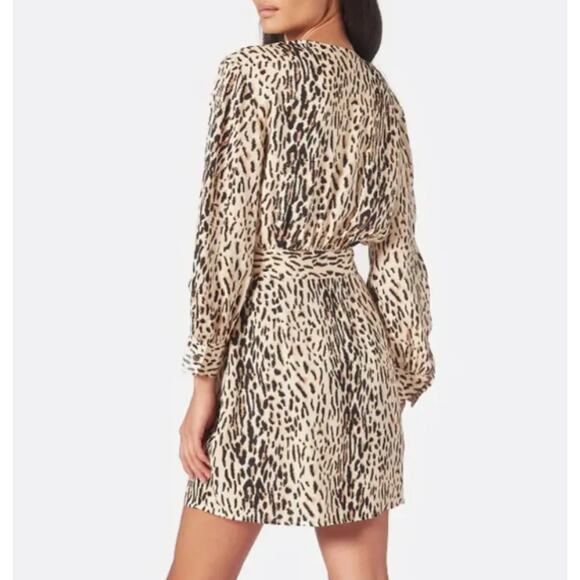 Joie Jaide Leopard Print Mini Wrap Dress Animal Print Belted Lyocell Size Large - Picture 3 of 12